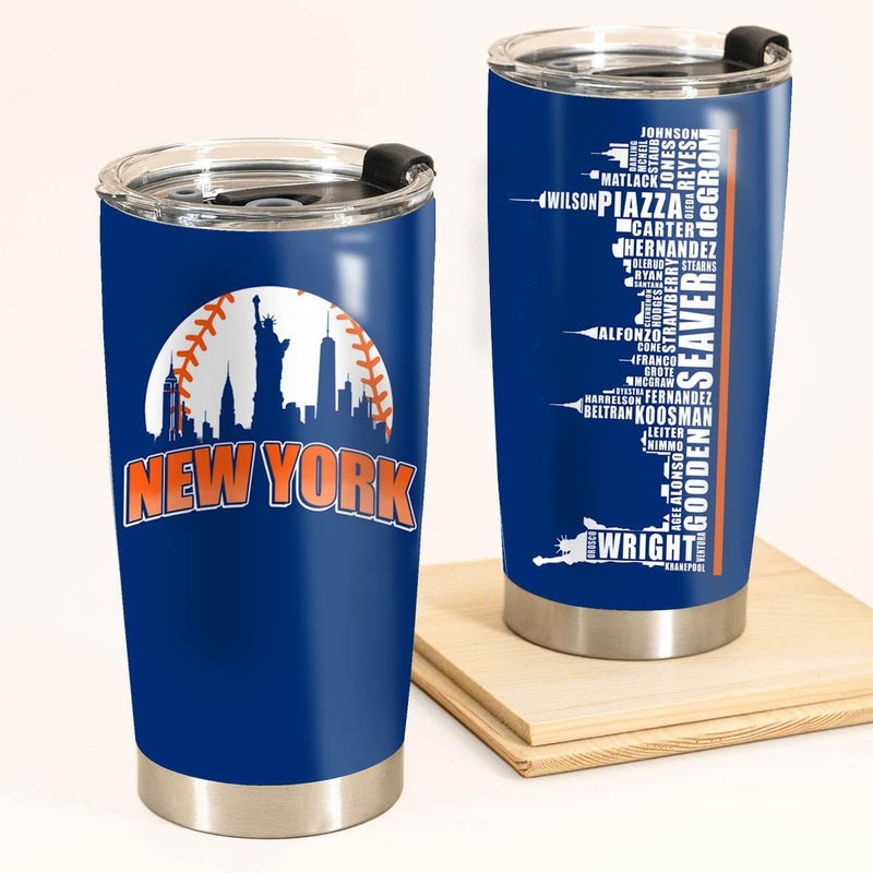 Scian New York Skyline Legends Baseball Tumbler - Coffee Mug Insulated Tumbler With Lid - Mother's Day, Father's Day, Birthday, Christmas Gifts For Fans - 20 Oz| Stainless Steel - Image 1